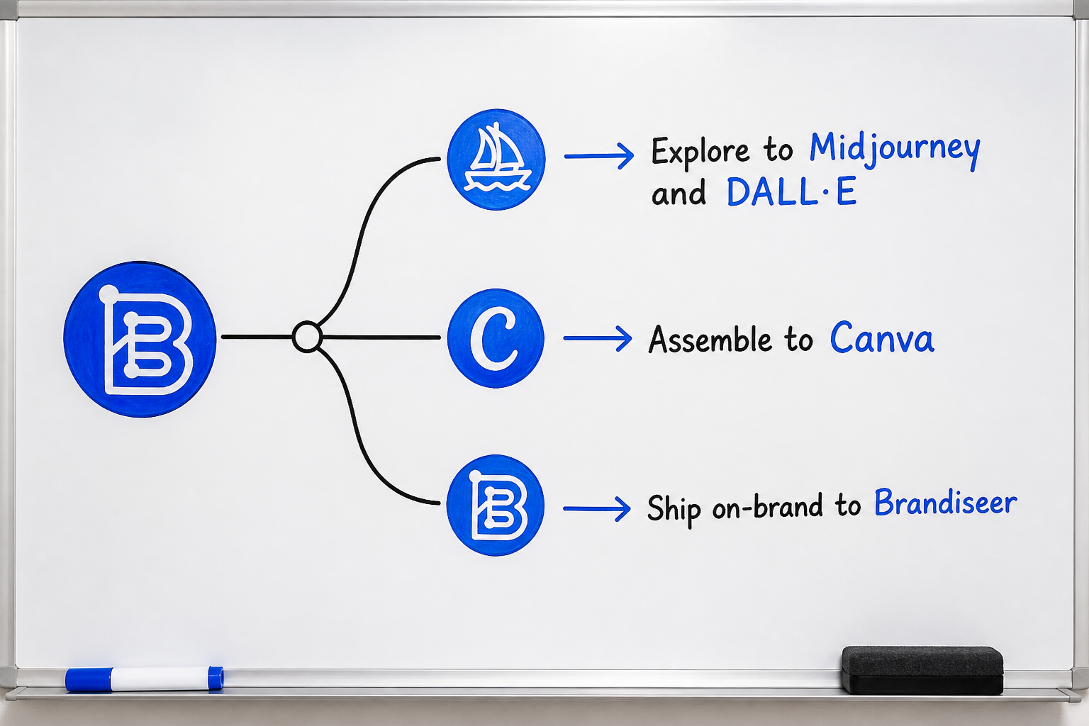 Explore · Assemble · Ship on-brand